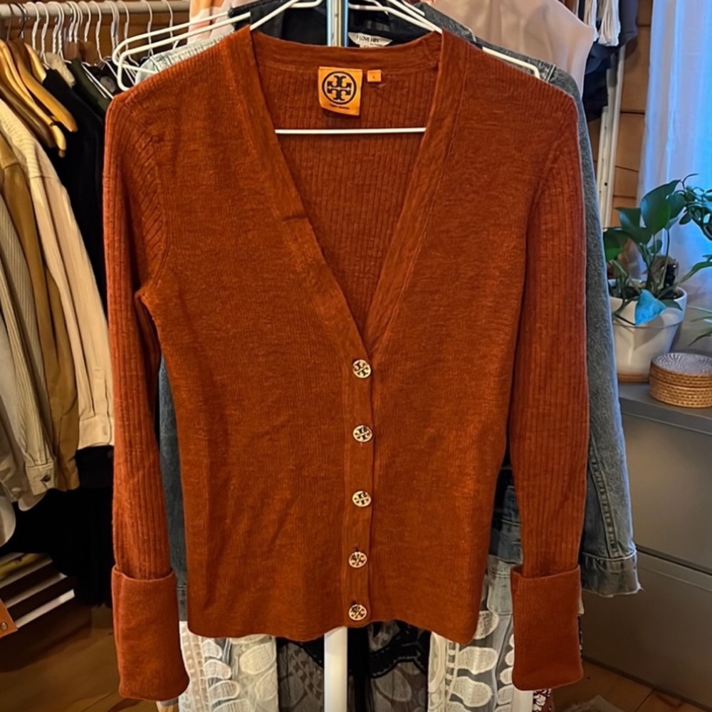 Tory Burch Rust Cardigan Sweater